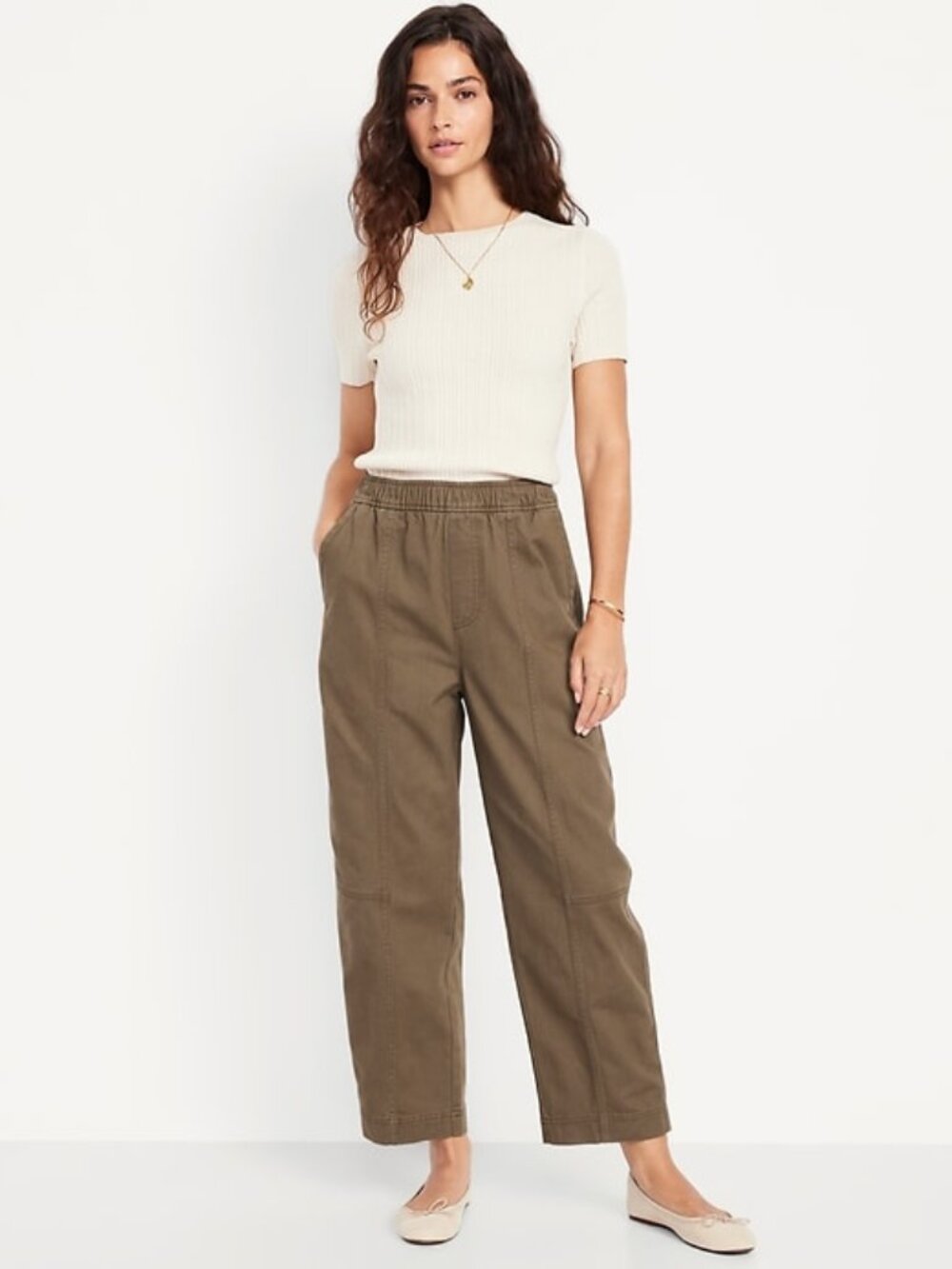 OLD NAVY pull on taper cotton pants in reishi (L)